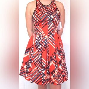 NWT Jessica Simpson  Multicolor Halter  fit and flare Dress Sz 14